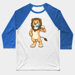 Lion with Toothbrush Baseball T-Shirt